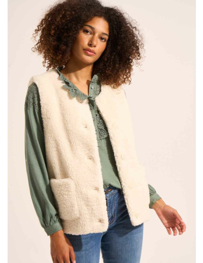 Gilet sans manches en fausse fourrure