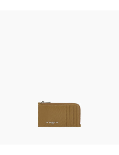 Porte carte large zippé Emile en cuir signature T