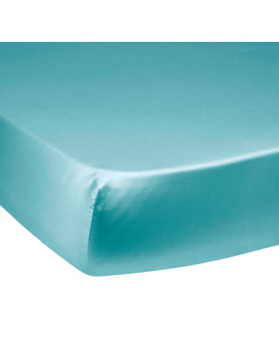 Drap housse Harmonie Satin de coton coloris Turquoise