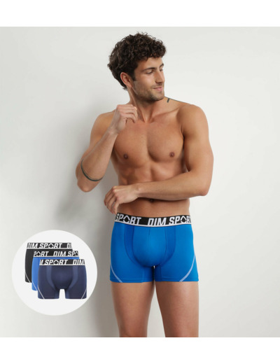 Lot de 3 boxers homme microfibre thermorégulateur Bleu Dim Sport