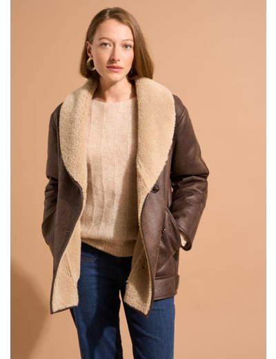 Manteau long avec intérieur en fausse fourrure