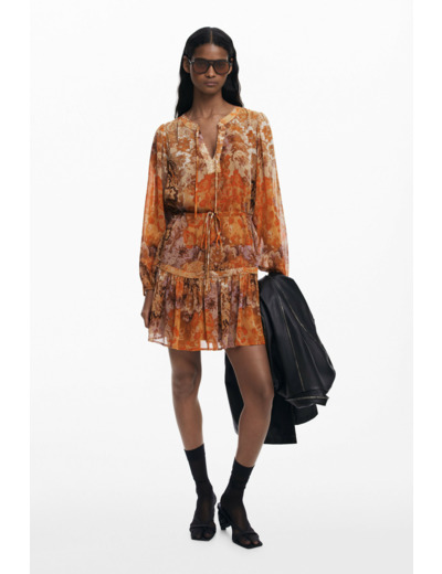 Robe À Manches Longues En Tissu – Femme