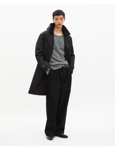 Parka à traitement déperlant type trench à capuche noire black