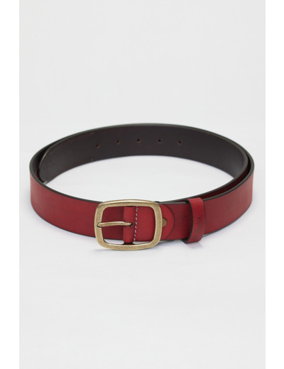 Ceinture en cuir lisse et boucle en argent vieilli