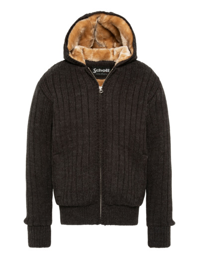 Gilet côtelé doublé à capuche sherpa