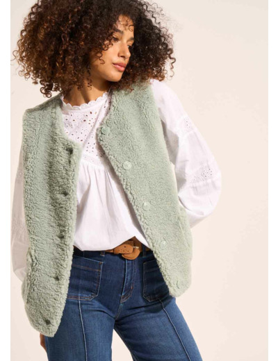 Gilet sans manches en fausse fourrure