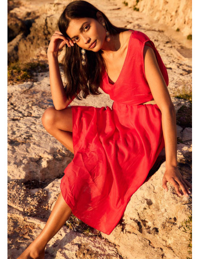 Robe midi à col V