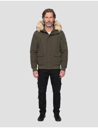 Blouson à capuche avec fausse fourrure amovible