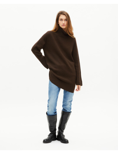 Robe courte en laine marron brown