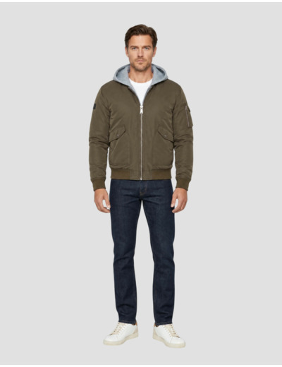 Bomber à capuche moletton