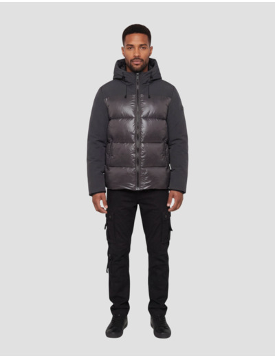 Blouson à capuche bi-matière
