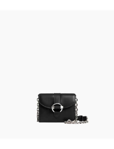 Porte cartes à bandoulière amovible Pia en cuir lisse
